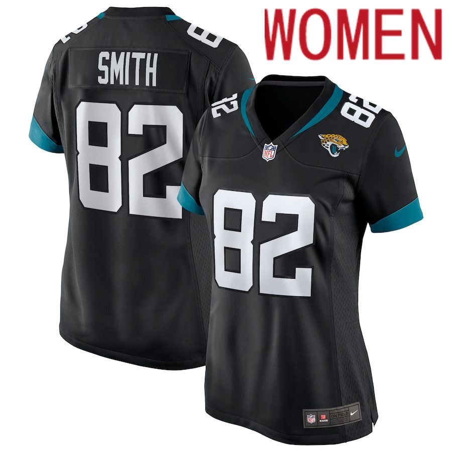Women Jacksonville Jaguars #82 Jimmy Smith Nike Black Game Retired Player NFL Jersey->women nfl jersey->Women Jersey